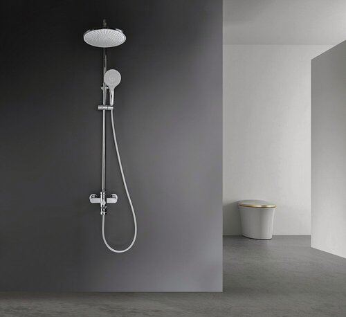 Изображение товара Душевая система с тропическим душем из латуни с лейкой и шлангом Ganzer GZ06161 хром