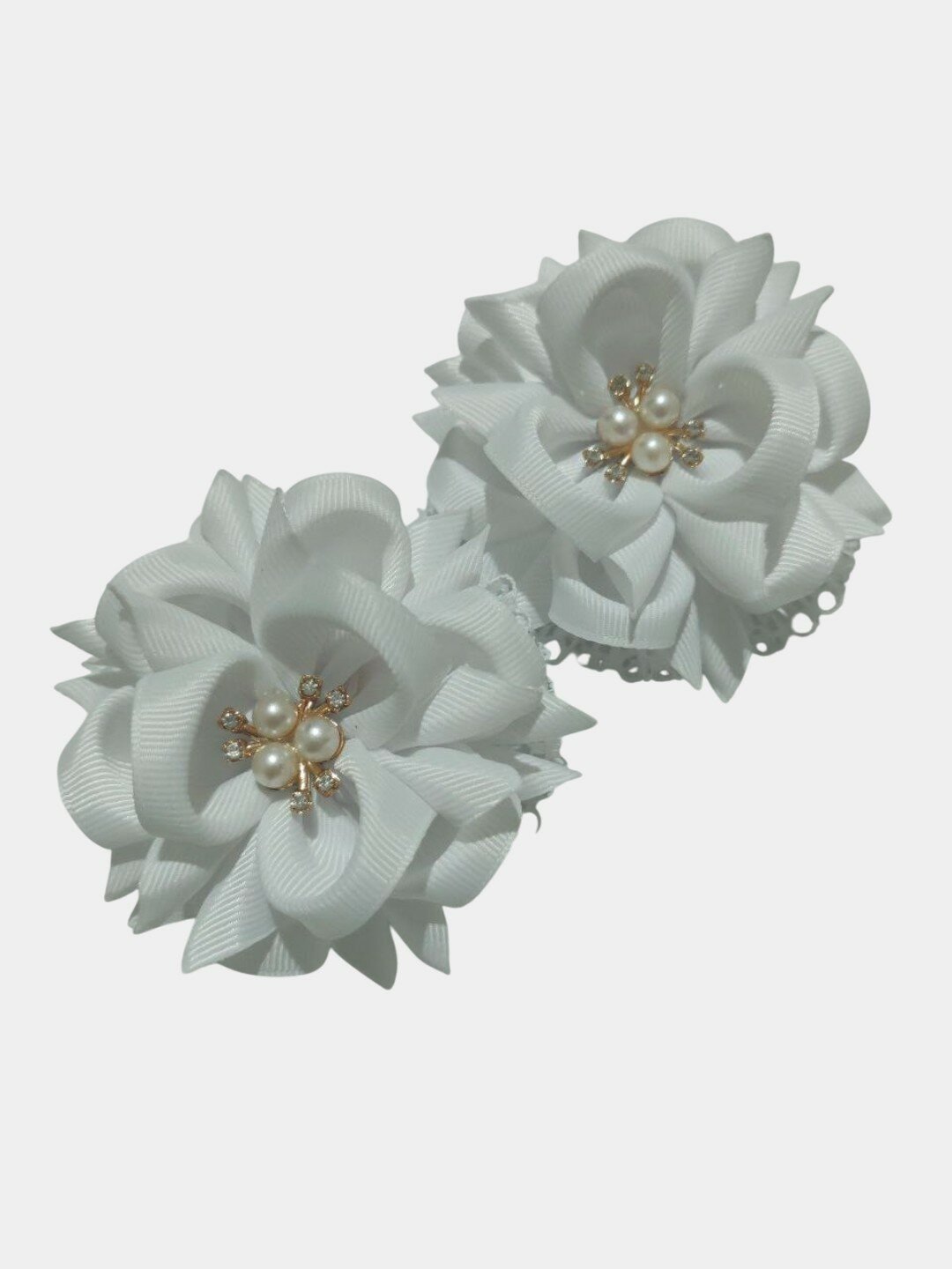 Бантики Камелия из репсовой ленты, на резинке для девочек, 2 шт — фото 1