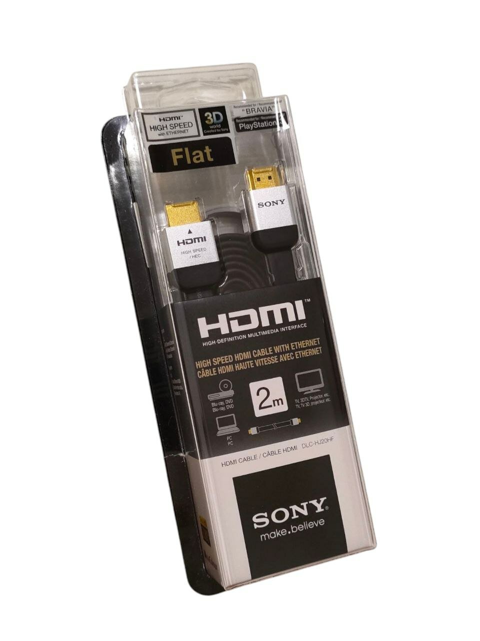 Кабель Sony DLS-HJ20HF HDMI, 2 метра, плоский, черного цвета