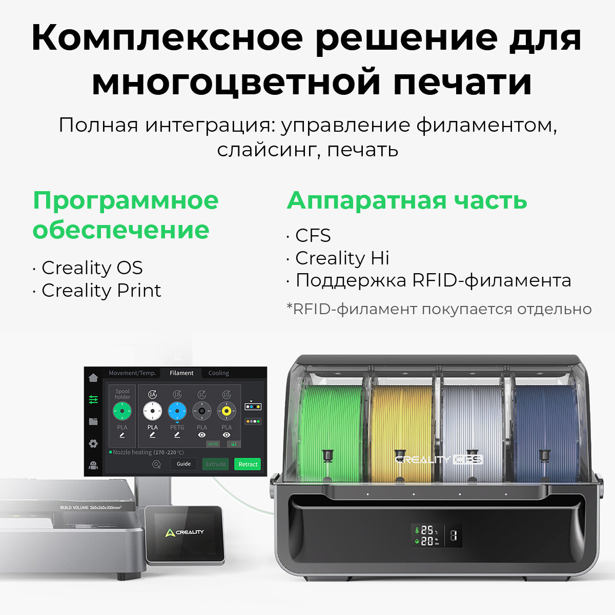 3D Принтер Creality Hi Combo，Поддержка 16 цветов，500 мм/с，95% предварительная сборка — фото 1