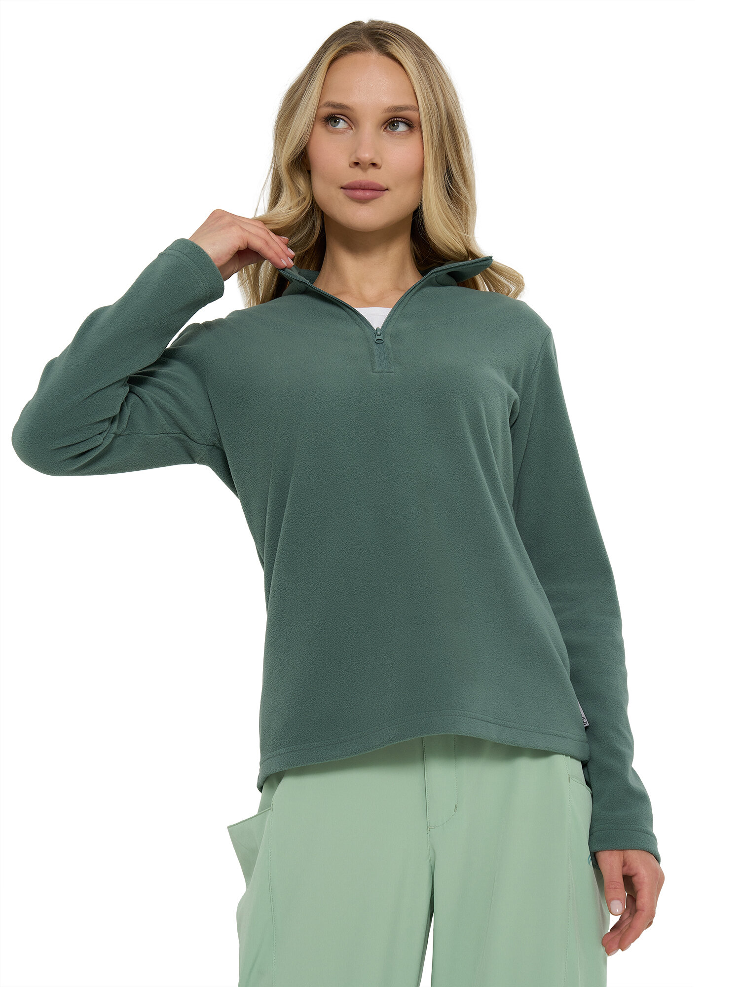 Джемпер OUTVENTURE Essential Women’s Fleece jumper half zip, размер 42, , зелёный