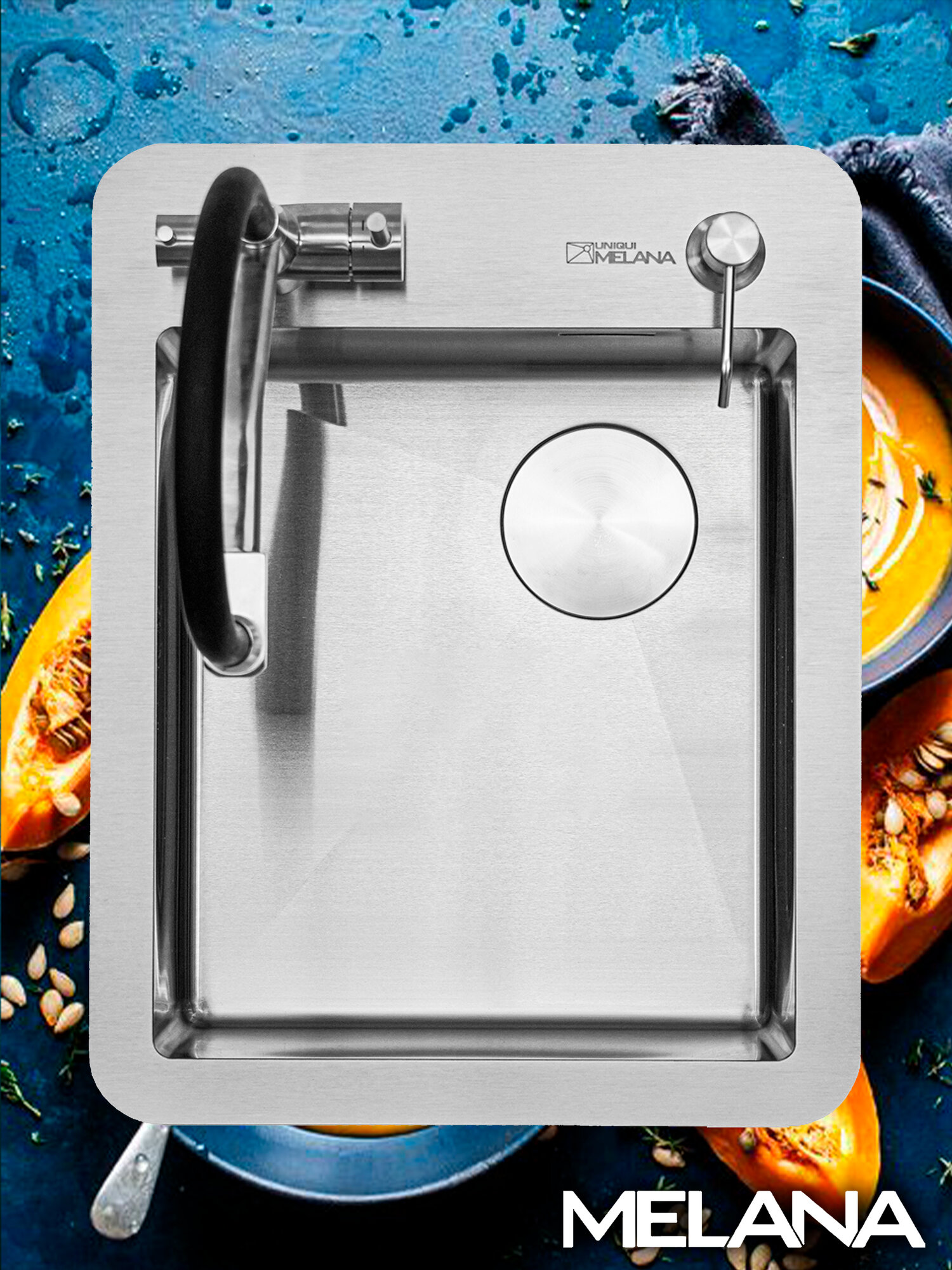 Мойка MELANA R4254HK, врезная, 3,0 мм, сатин, прямоугольная, 220 мм