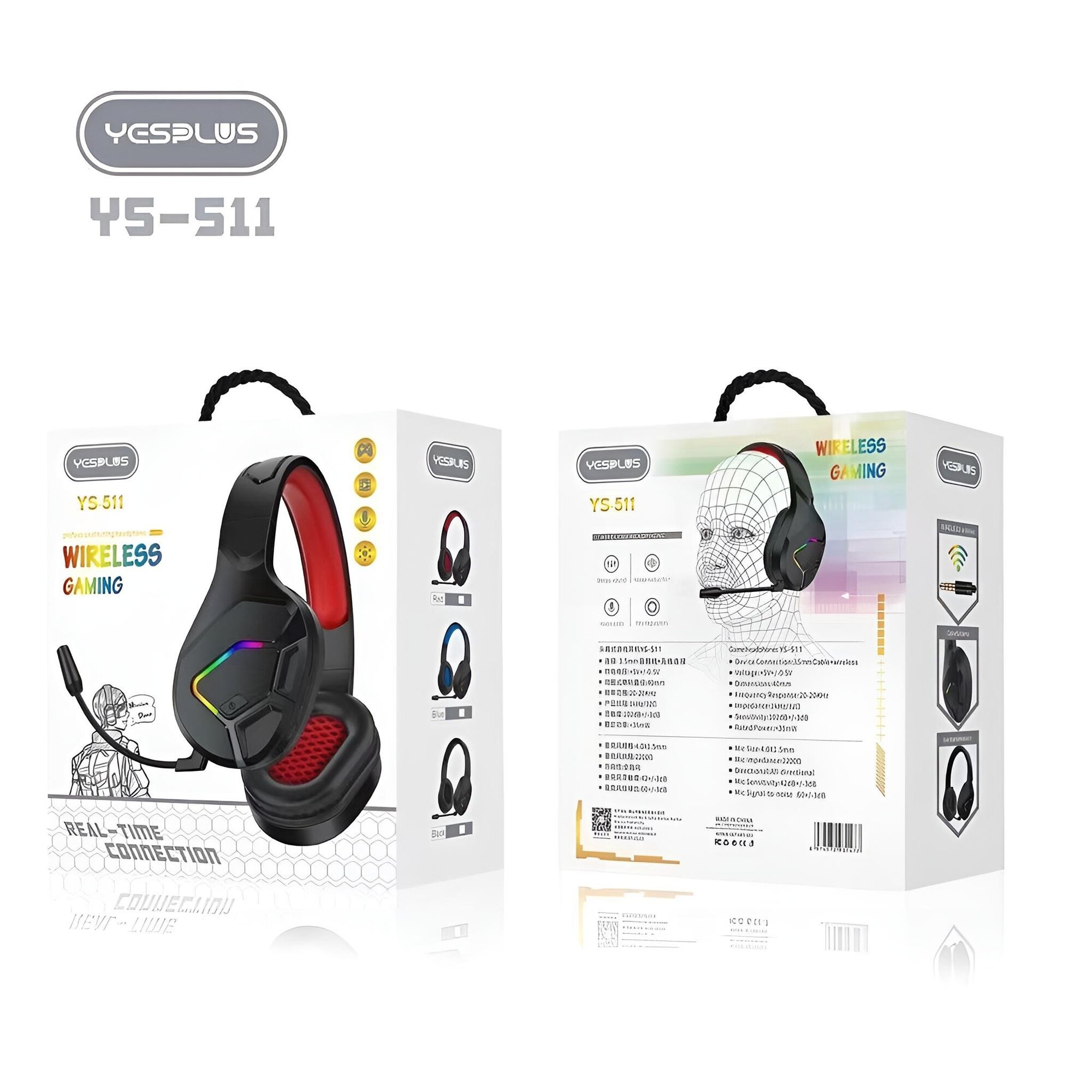 Игровые наушники Yesplus S-511 Black, беспроводные, отсоединяемый кабель