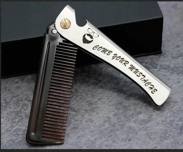Расчёска плоская складная цвет серебро расческа для усов компактная