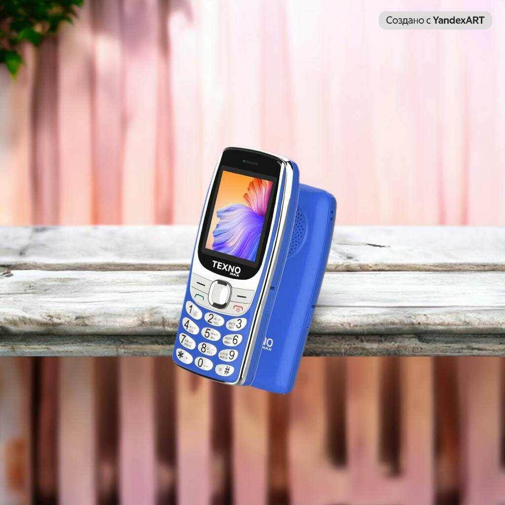 Texno Max 020 кнопочный телефон, две SIM, радио, фонарик синий — фото 1