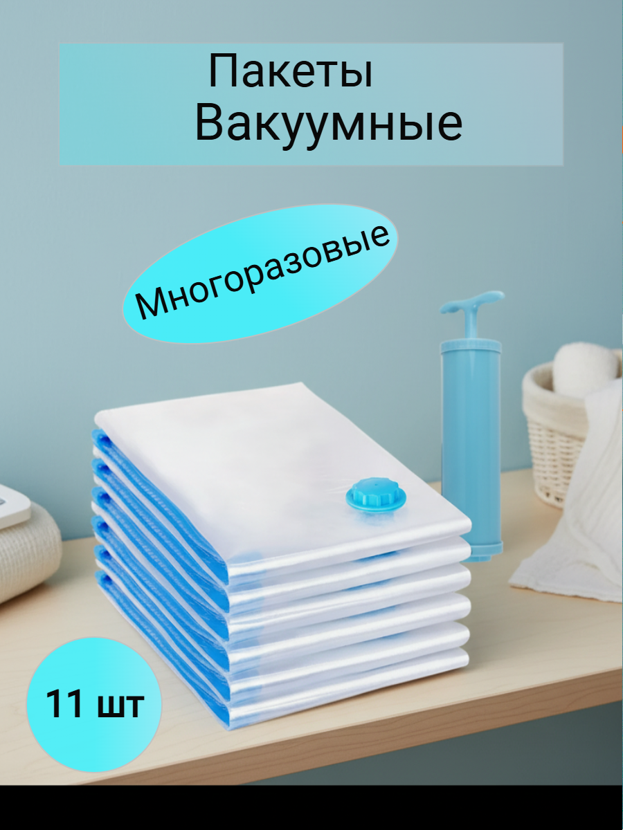 Набор вакуумных пакетов для хранения с насосом Спэйс Мастер (11 шт.)