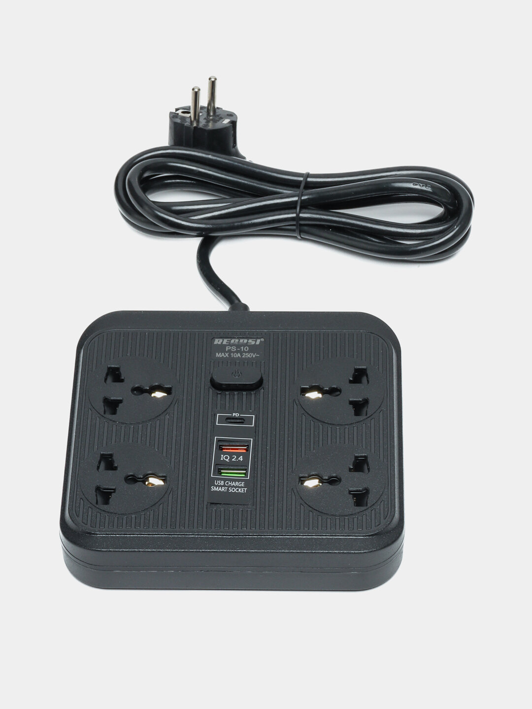 Удлинитель Recrsi "PS-10", с фильтром и USB/Type-C, 3 розетки — фото 1