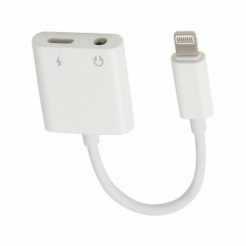 Переходник 2в1 для наушников и зарядки iPhone и iPad (Lightning - 3.5 mm jack), белый