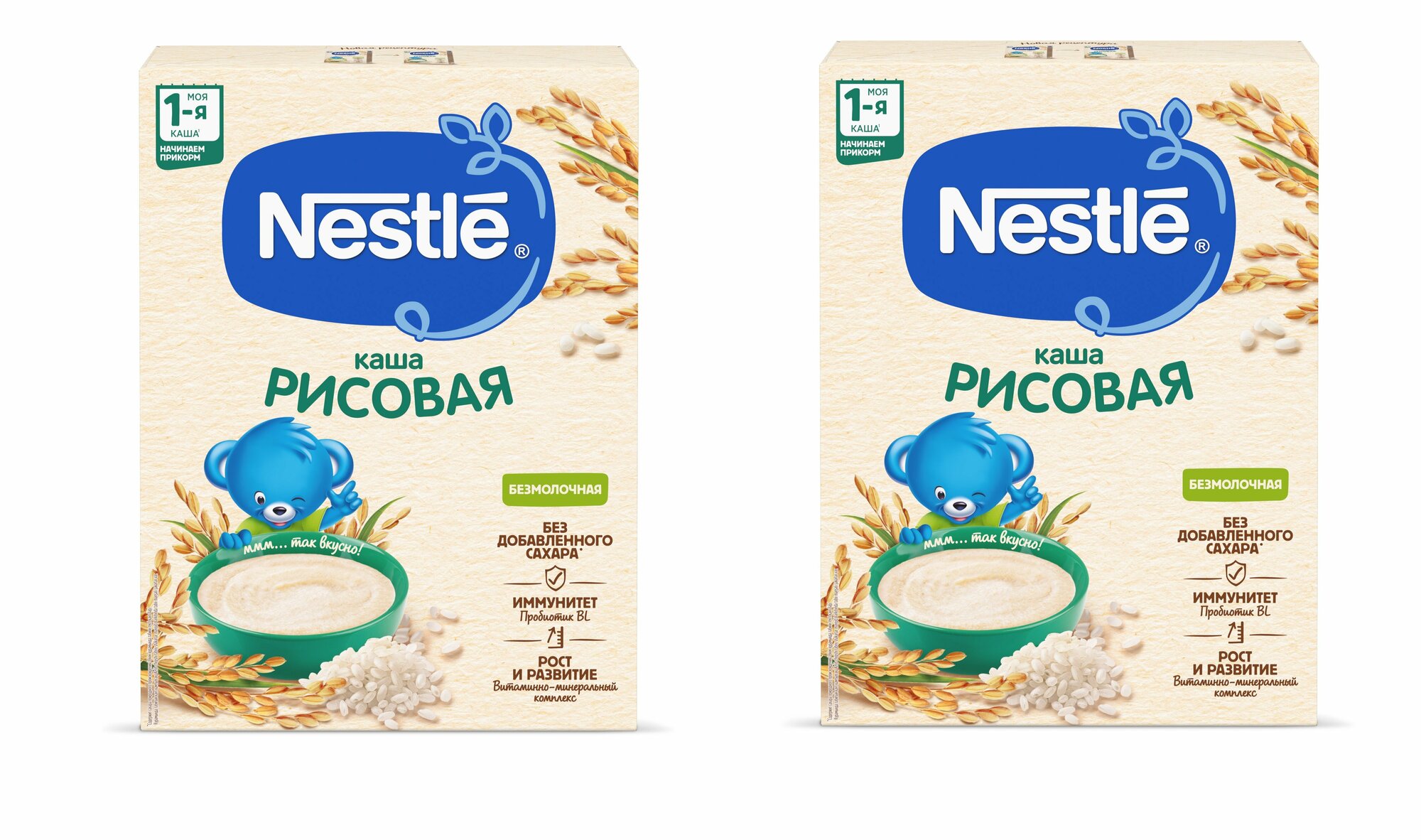 Каша Nestle безмолочная рисовая с 4 месяцев 200 г 2 шт