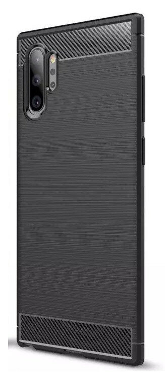 Накладка силиконовая для Samsung Galaxy Note 10 Plus N975 под карбон и сталь черная