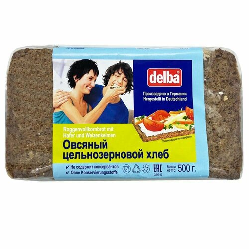 Хлеб овсяный цельнозерновой 500 г Delba, 1 шт