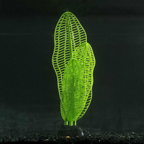 Растение силиконовое аквариумное, светящееся в темноте, 6 x 19 см, зелёное