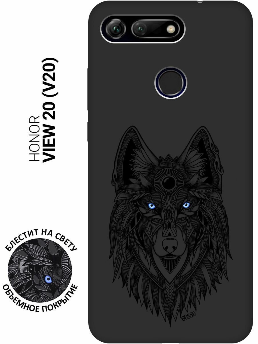 Ультратонкая защитная накладка Soft Touch для Honor View 20 (V20) с принтом "Grand Wolf" черная