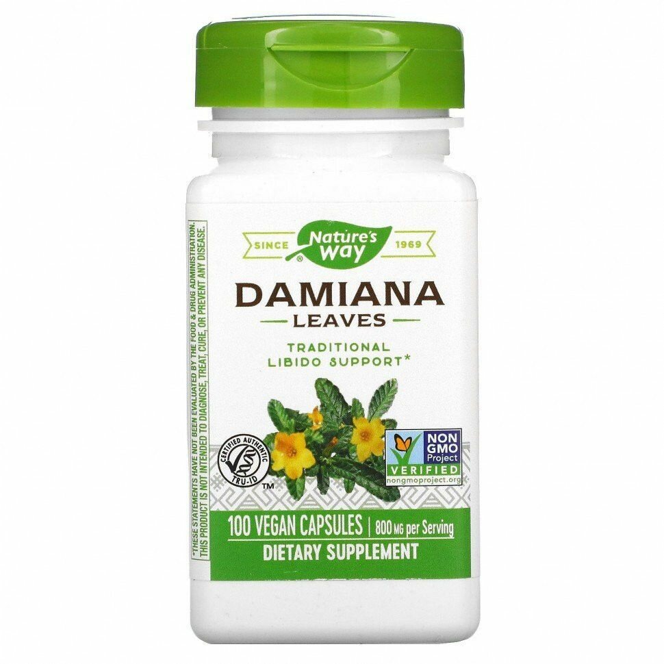 Дамиана 400мг Nature's Way Damiana Leaves 100 веганских капсул / Афродизиак для женщин