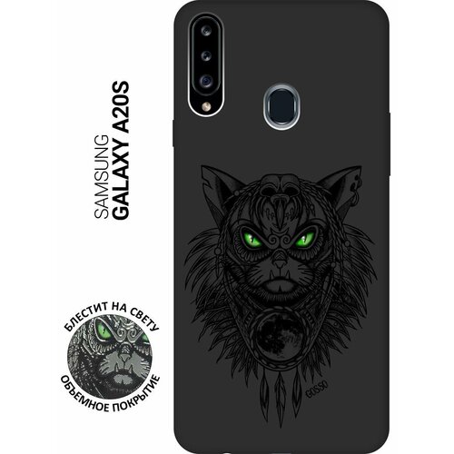 Ультратонкая защитная накладка Soft Touch для Samsung Galaxy A20s с принтом Shaman Cat черная ультратонкая защитная накладка soft touch для samsung galaxy a70 a70s с принтом shaman cat черная