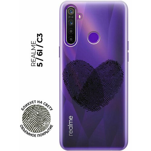 Силиконовый чехол с принтом Lovely Fingerprints для realme 5 / 6i / C3 / Рилми 5 / 6 ай / С3 матовый soft touch силиконовый чехол на realme 5 6i c3 рилми 5 6 ай с3 с 3d принтом grand rabbit черный