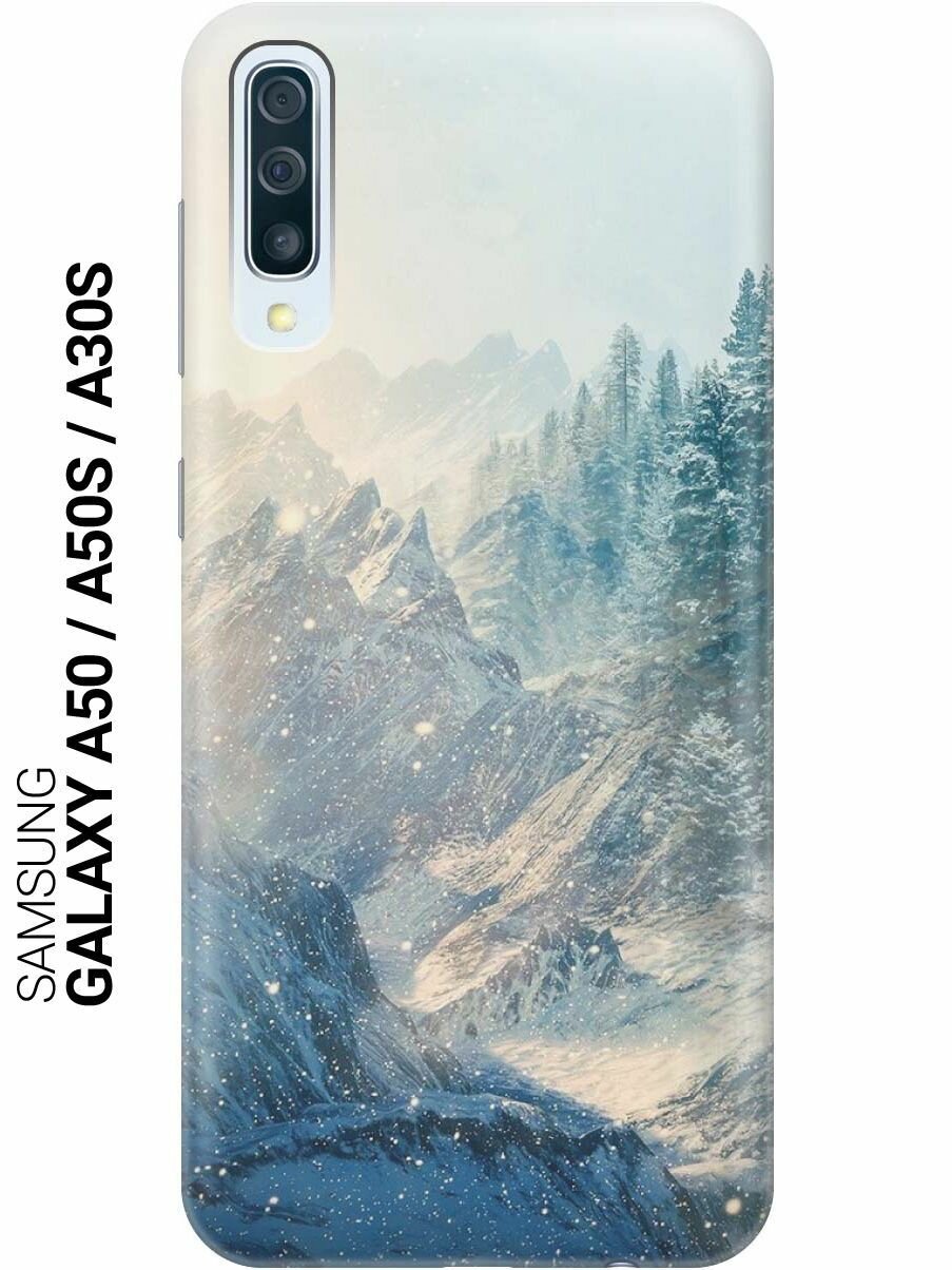 Ультратонкий силиконовый чехол-накладка для Samsung Galaxy A50, A50s, A30s с принтом "Снежные горы и лес"