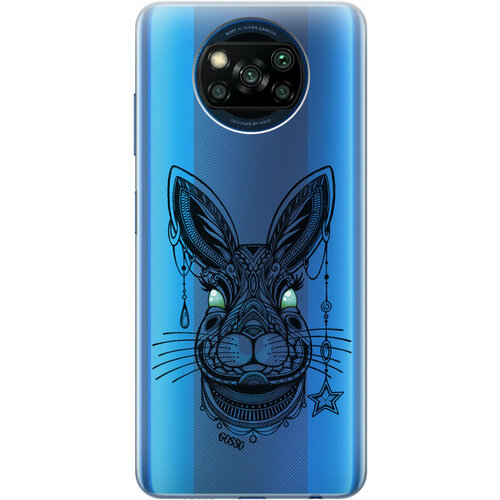 Ультратонкий силиконовый чехол-накладка Transparent для Xiaomi Poco X3 с 3D принтом Grand Rabbit ультратонкий силиконовый чехол накладка transparent для xiaomi redmi go с 3d принтом grand rabbit