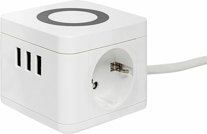 Удлинитель "Куб" 2 гнезда 3USB 2,4А+зарядное устройство 1,3 метра 1мм2