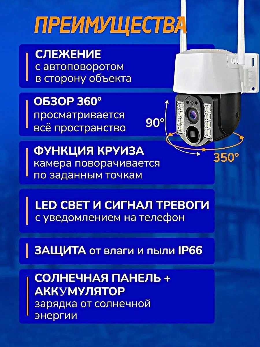 Orginal двойная камера 5MP с датчиком движения и солнечной батареей , датчик движения/на солнечных батареях, для дома и улицы 5МР в комплект Есть сим карта