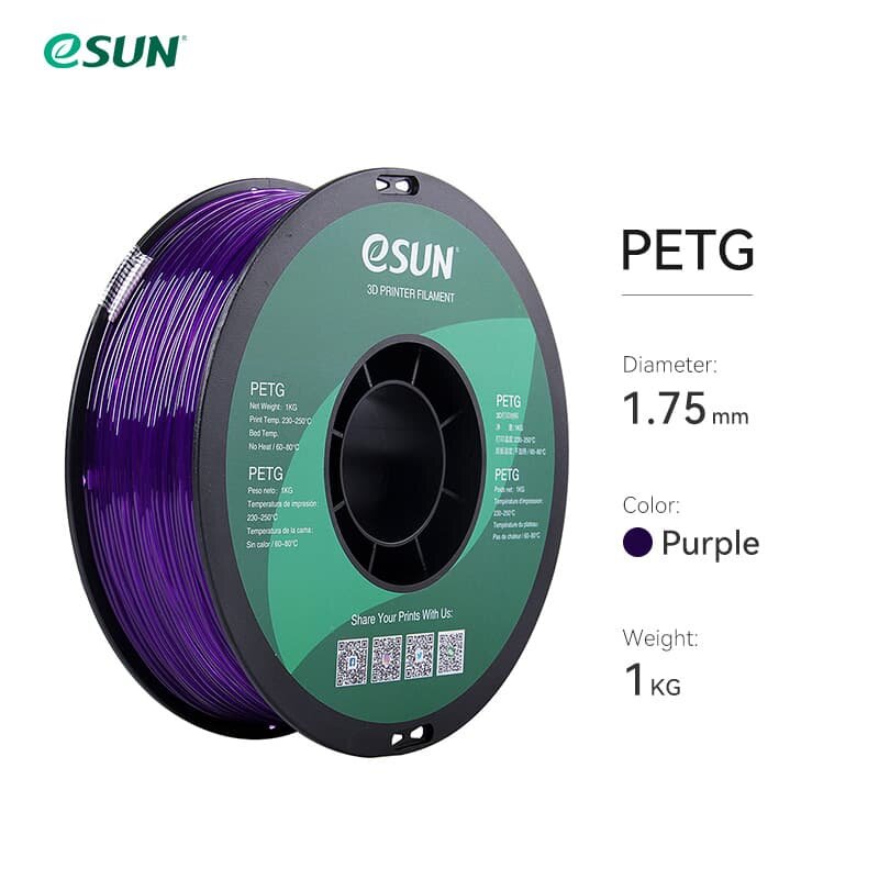Филамент ESUN PETG для 3D принтера 1.75мм, фиолетовый 1 кг.