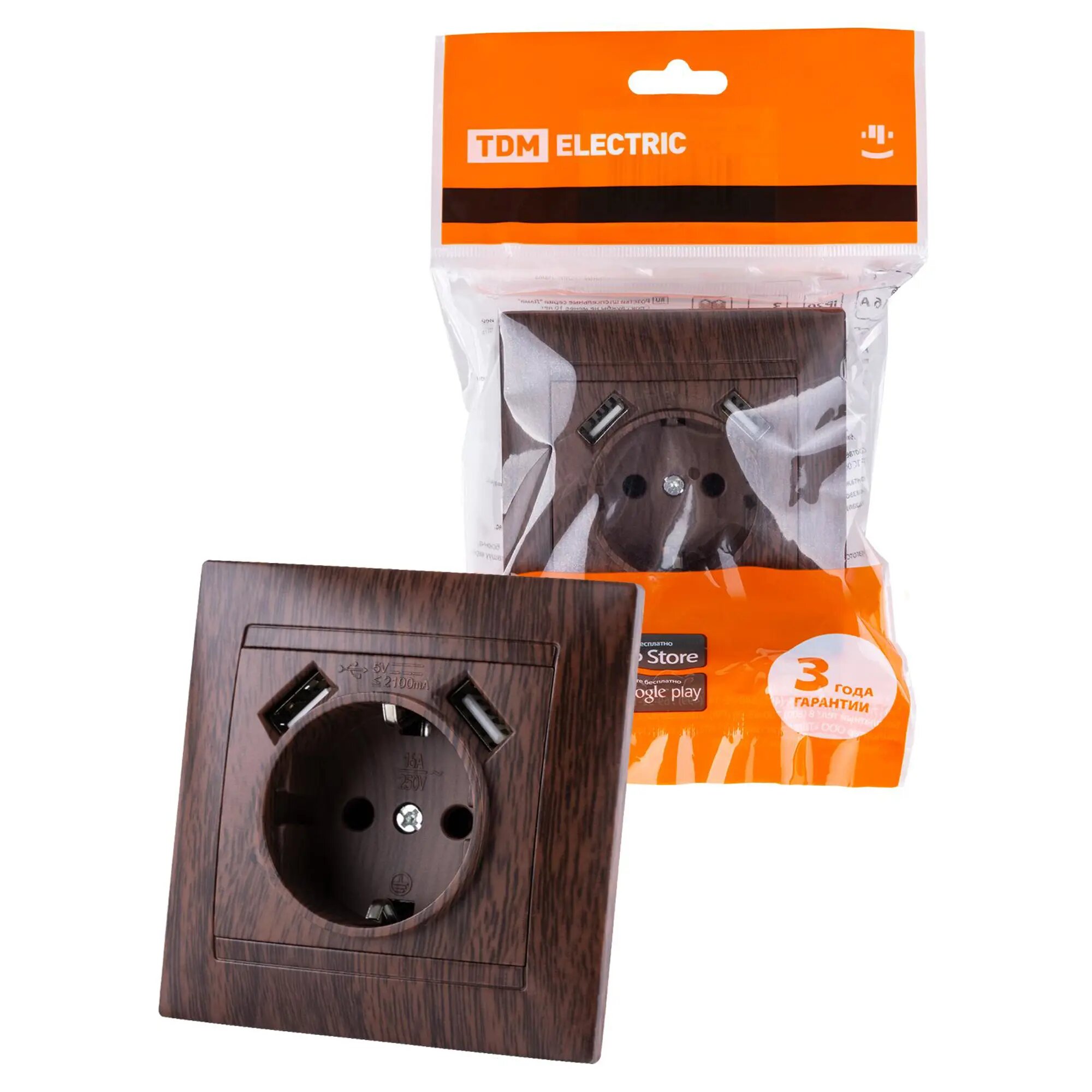 Розетка 2P+PE/2хUSB TDM Electric - фото №7