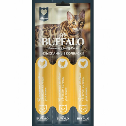 Mr. Buffalo Mr. Buffalo Изысканные колбаски с мясом курицы, лакомство для кошек 3 шт в уп