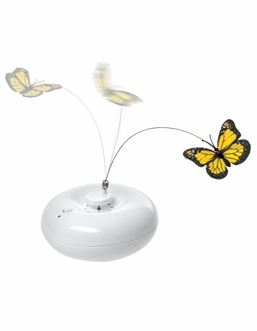 Интерактивная игрушка для кошек CRAZY Butterfly, белая 13*6см - фотография № 1