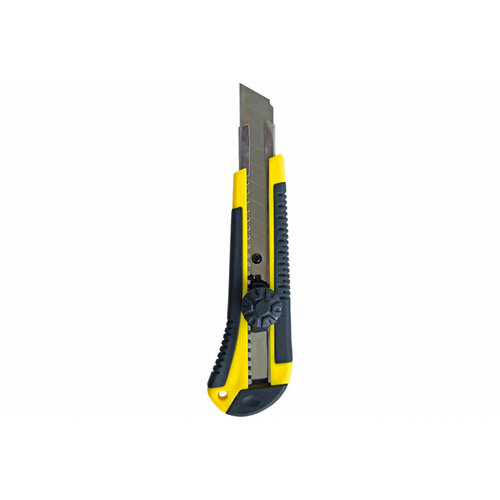 Строительный нож Biber 50117 усиленный, обрезиненный корпус, с круглым фиксатором тов-202804
