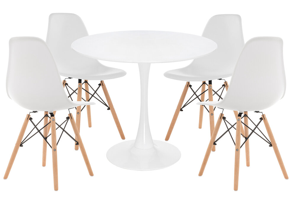 Обеденная группа KAPIOVI VIANA, белый стол, белые стулья