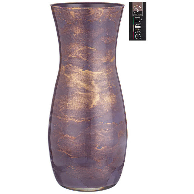 Ваза декоративная для цветов FRANCO "Claudia golden marble lavender", стекло, 37см