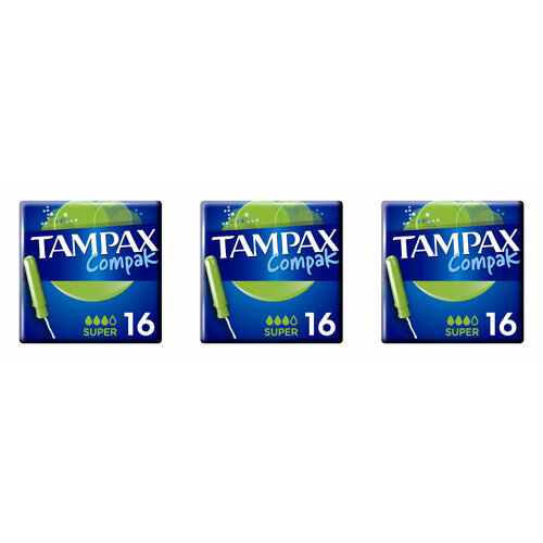 Tampax Compak Тампоны женские гигиенические с аппликатором Super Duo 16шт 3 уп tampax тампоны compak regular 16 шт