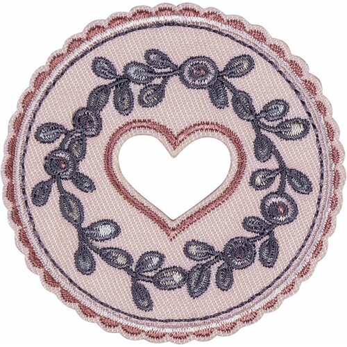 Термонаклейка HKM Textil - Сердце, розовая, 6.5 см, 1 шт