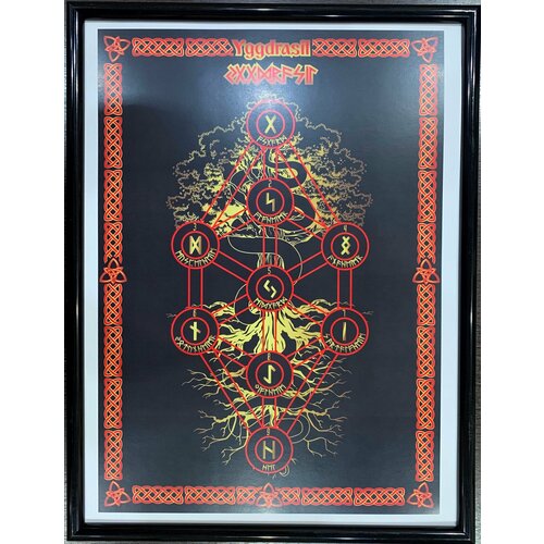 Постер Древо жизни Иггдрасиль Скандинавская традиция в рамке А3 П-002