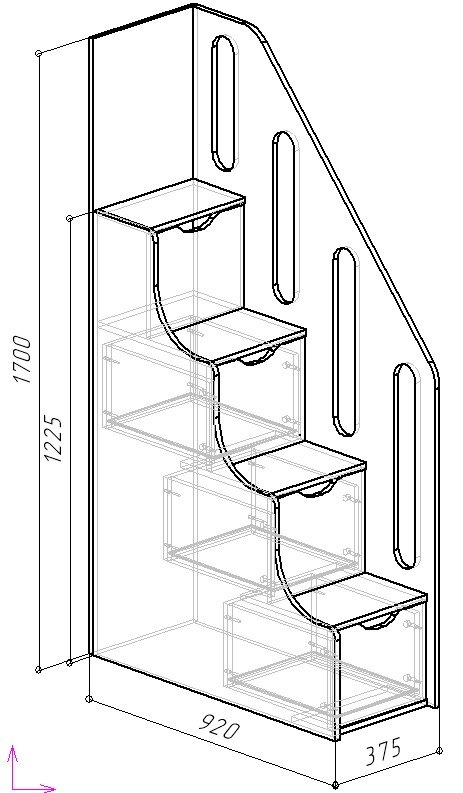Лестница комод с перилами Венге - фотография № 3