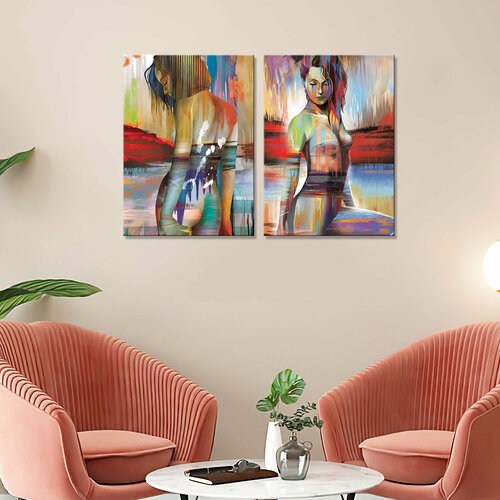 Картина интерьерная-Арт силуэт девушки (2 модуля-общий размер 30х40)