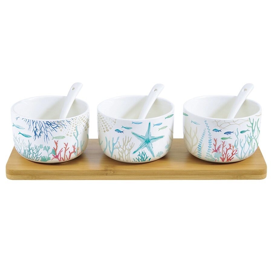 фото Набор для закусок "Море" 7 предметов, материал фарфор + бамбук, Easy Life, Италия, EL-R0851_THES