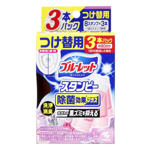 Kobayashi Bluelet Stampy Floral Запасные блоки для дезодорирующего очистителя для унитазов с дозатором в форме цветка с ароматом Роз 28 гр 3 шт