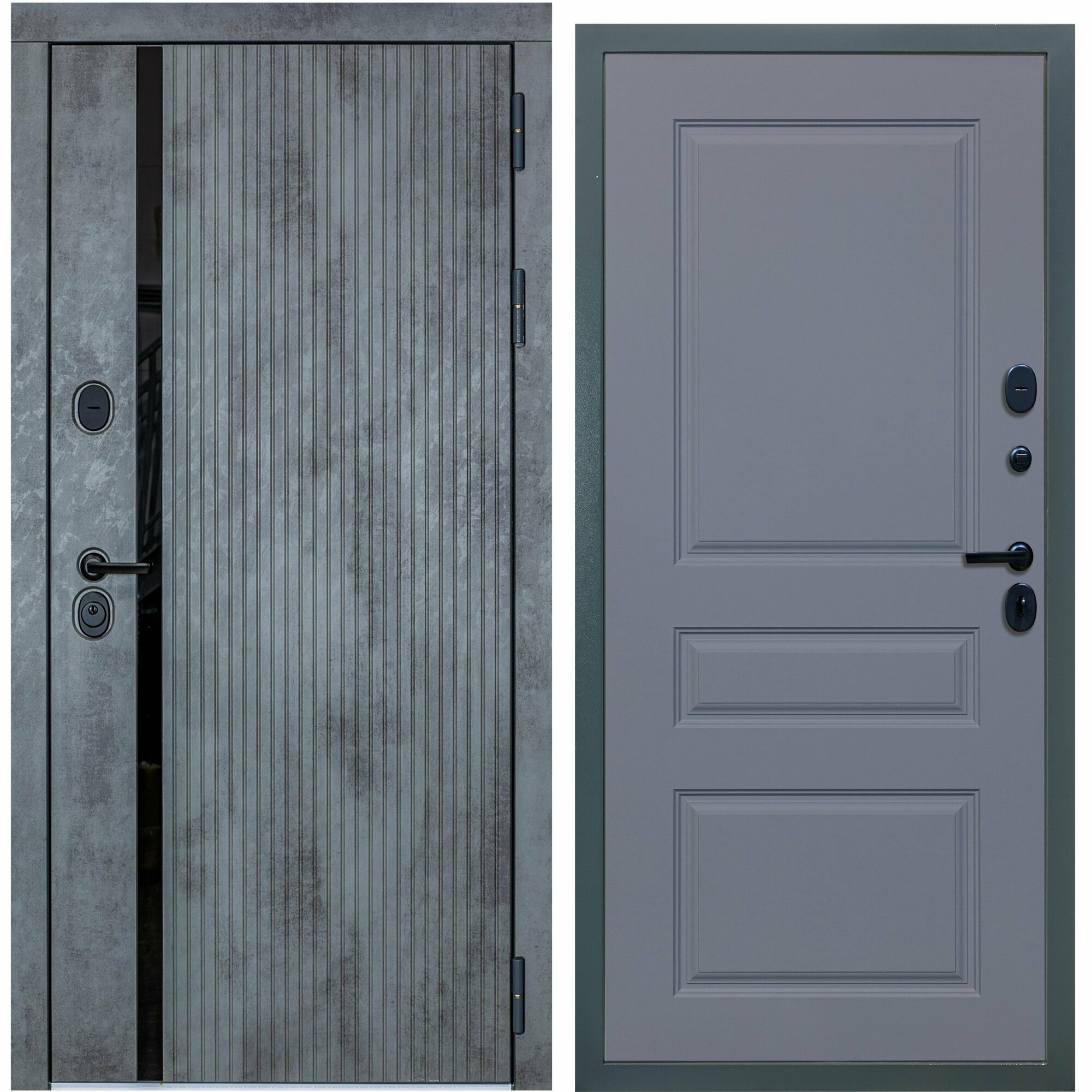 Дверь входная металлическая DIVA ДХ-46 2050x960 Правая Бетон темный - Д13 Силк Маус, тепло-шумоизоляция, антикоррозийная защита для квартиры