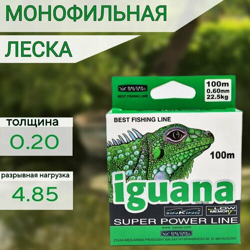 фото Леска для рыбалки монофильная 100м iguana power line 0.20 мм 4.85кг бобёр
