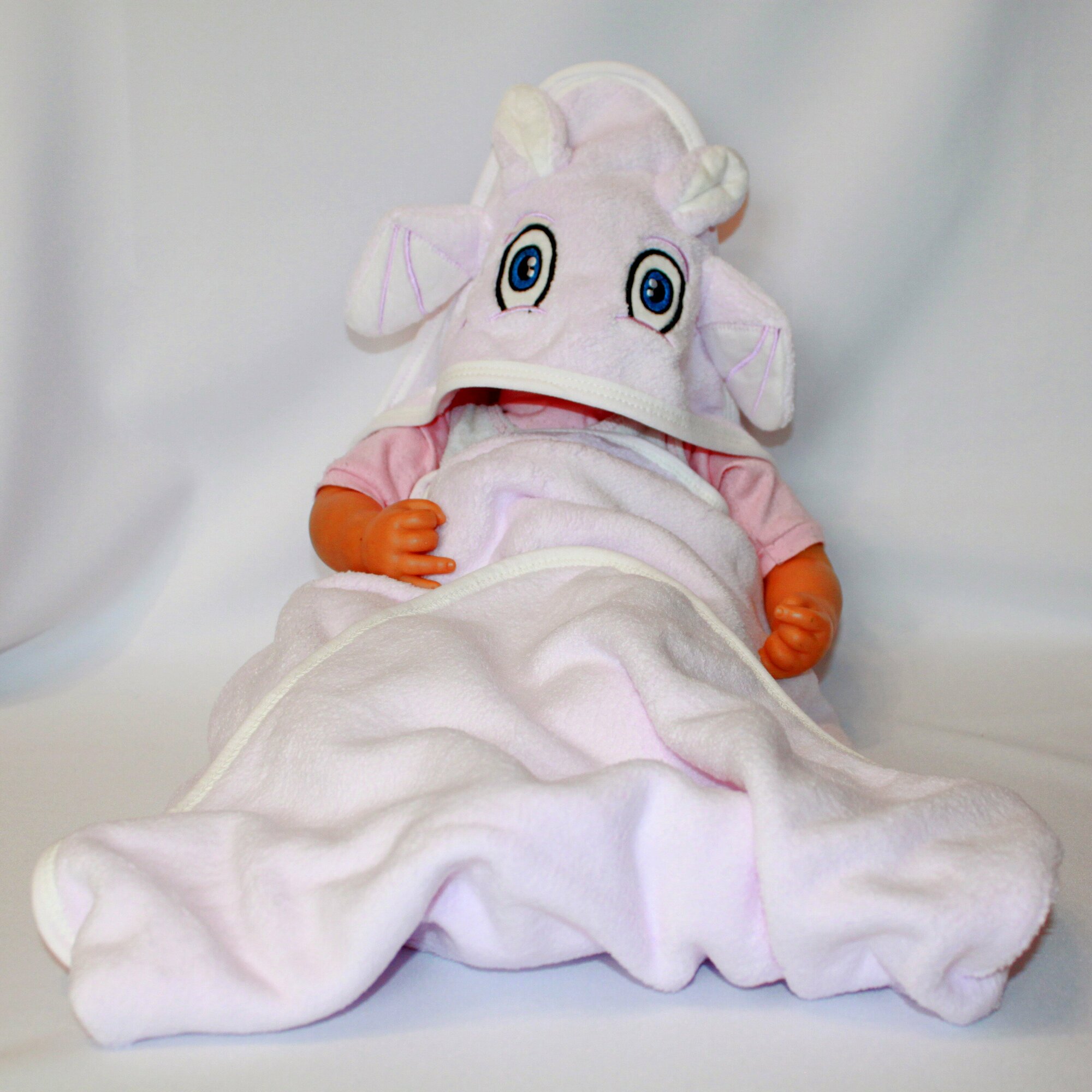 Детское полотенце уголок банное с капюшоном 80х80 см для малыша "Дракончик", нежно-сиреневый