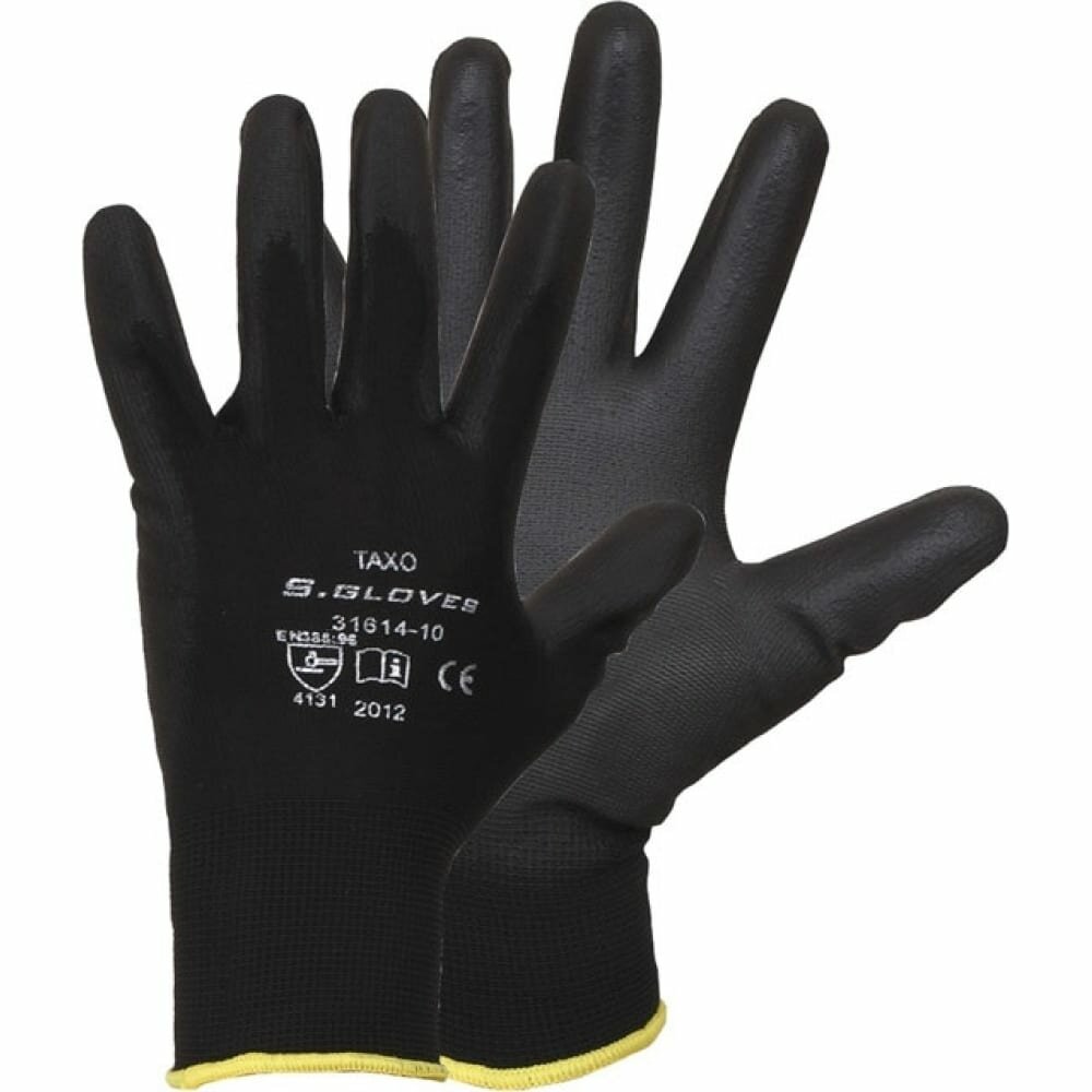 S. GLOVES S.GLOVES Перчатки нейлоновые с полиур. покр."TAXO" черные 06 размер 31614-06