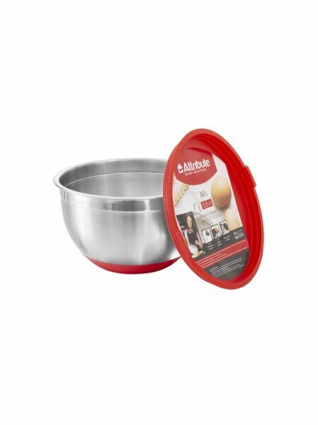 Миска стальная "MIX" с крышкой, с антискользящим дном, 5.5 л, цвет в ассортименте — фото 1