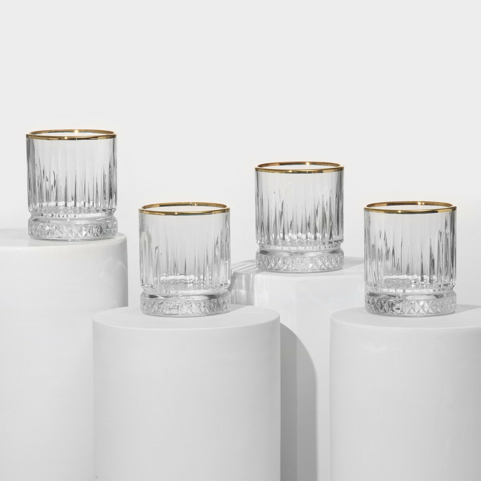 фото Набор стаканов "Элизия" 4шт, стеклянные, 210 мл, золотая кайма