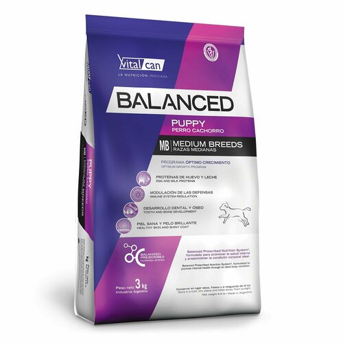 Сухой корм для щенков средних пород Vitalcan Balanced, с курицей, суперпремиум, 3 кг