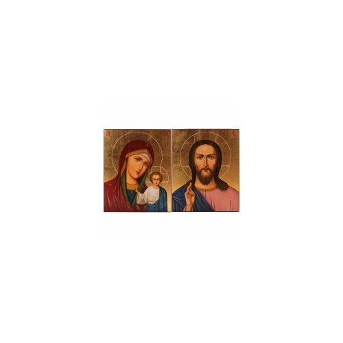 икона диптих бм казанская спаситель 33 5 х 24 см Венчальная пара 17х21 Спаситель и БМ Казанская #153313
