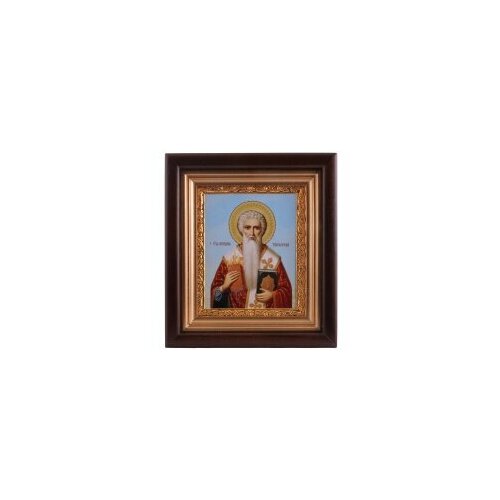 Икона в киоте 11*13 сложный, фото, рамка зол. Спиридон Тримифунтский #61724