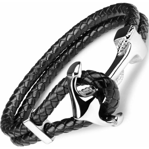 Плетеный браслет Everiot, черный браслет с якорем из плотной кожи черный длина 210 мм ширина 10 мм