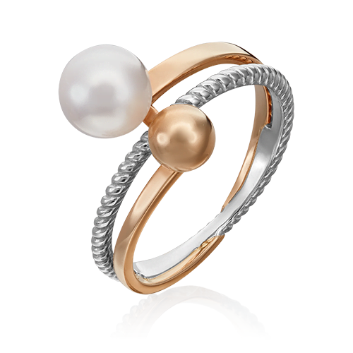 фото Кольцо diamant online, золото, 585 проба, жемчуг, размер 17, белый