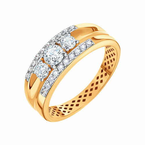 фото Кольцо diamant online, золото, 585 проба, фианит, размер 19, прозрачный